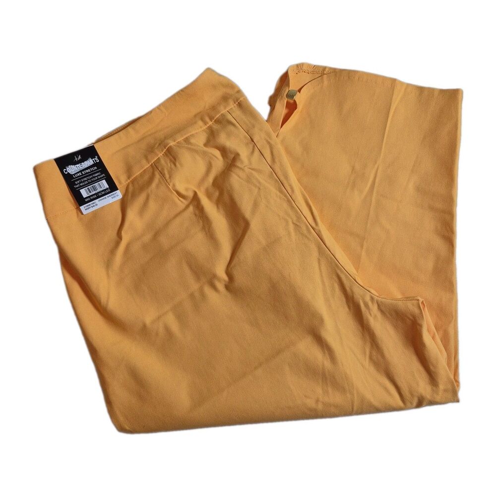 Counterparts Luxe Stretch Capri Pants Size 3X Orange Sherbert Mid-Rise Slim Leg